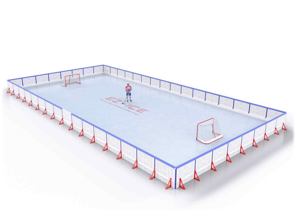 EZ ICE PRO Home Arena System ™ – New Synthetic Ice / Street Hockey Rink: [PRO // 40ft * 80ft // Arena-Arena-Arena // Square Corners // With Bumpers] - 040080AAASBS