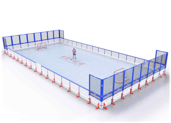 EZ ICE PRO Home Arena System ™ – New Synthetic Ice / Street Hockey Rink: [PRO // 40ft * 80ft // Net-Arena-Net // Square Corners // With Bumpers] - 040080NANSBS