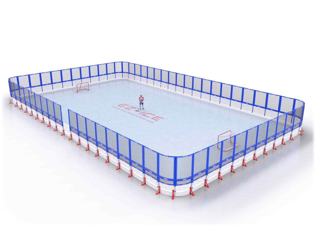 EZ ICE PRO Home Arena System ™ – New Synthetic Ice / Street Hockey Rink: [PRO // 70ft * 130ft // Net-Net-Net // Round Corners // No Bumpers] - 070130NNNRXS