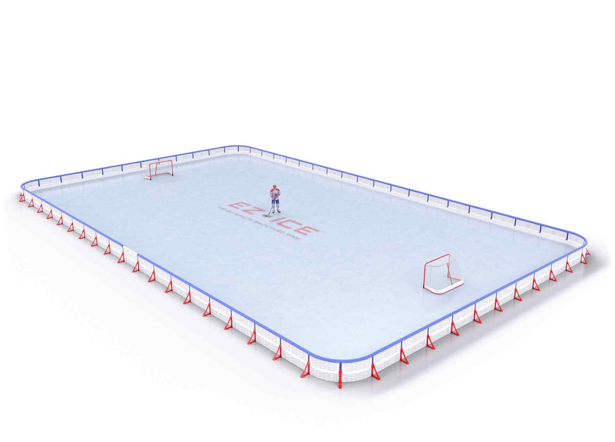 EZ ICE PRO Home Arena System ™ – New Synthetic Ice / Street Hockey Rink: [PRO // 65ft * 130ft // Double-Double-Double // Round Corners // With Bumpers] - 065130DDDRBS