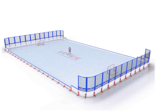 EZ ICE PRO Home Arena System ™ – New Rink: [PRO // 55ft * 75ft // Net-Classic-Net // Round Corners // With Bumpers] - 055075NCNRBX
