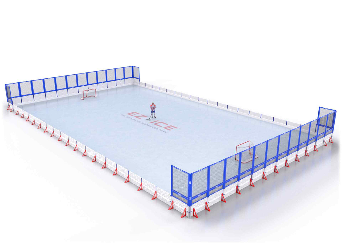 EZ ICE PRO Home Arena System ™ – New Synthetic Ice / Street Hockey Rink: [PRO // 60ft * 100ft // Net-Double-Net // Square Corners // No Bumpers] - 060100NDNSXS
