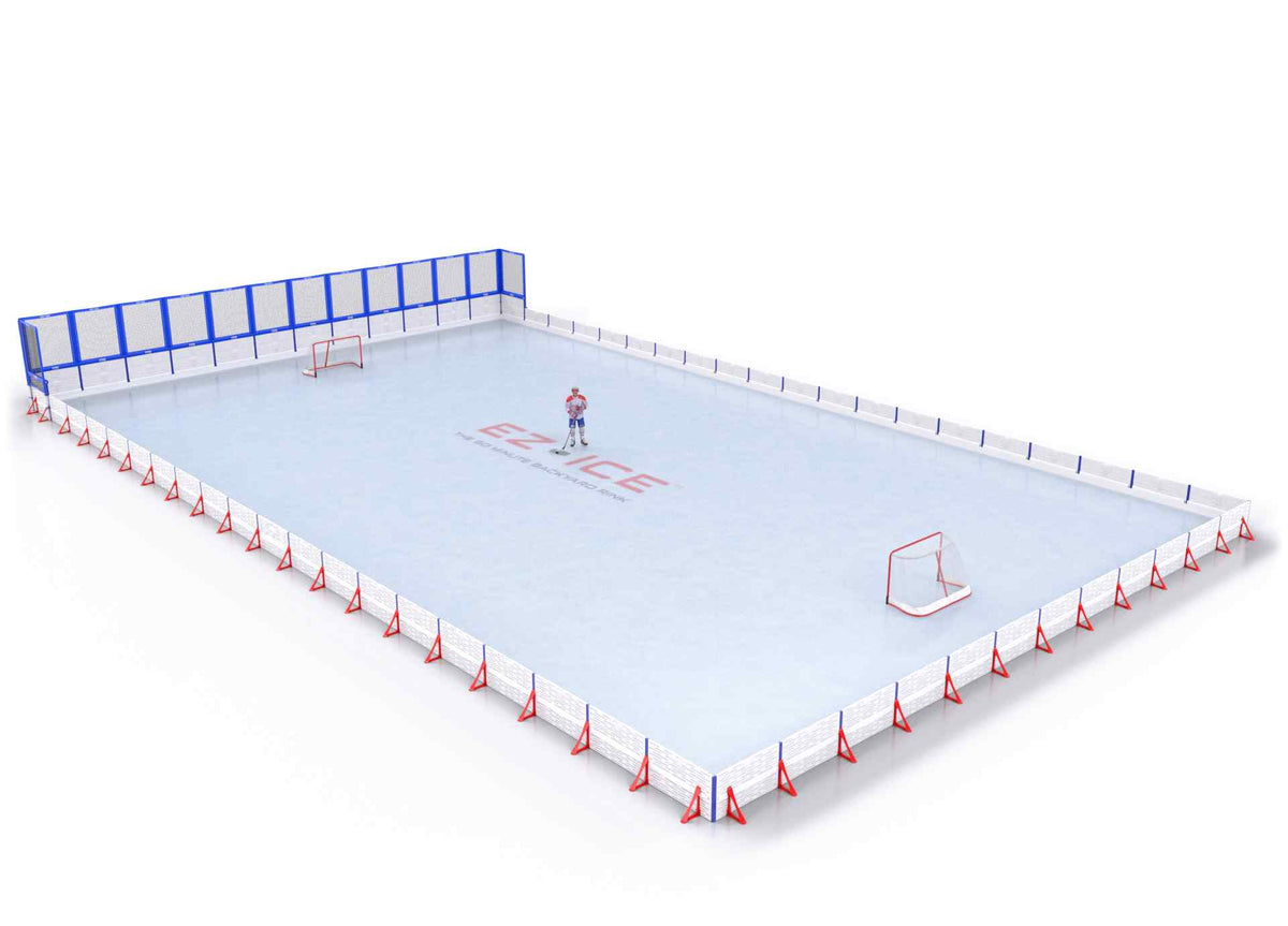 EZ ICE PRO Home Arena System ™ – New Synthetic Ice / Street Hockey Rink: [PRO // 60ft * 100ft // Net-Double-Double // Square Corners // No Bumpers] - 060100NDDSXS