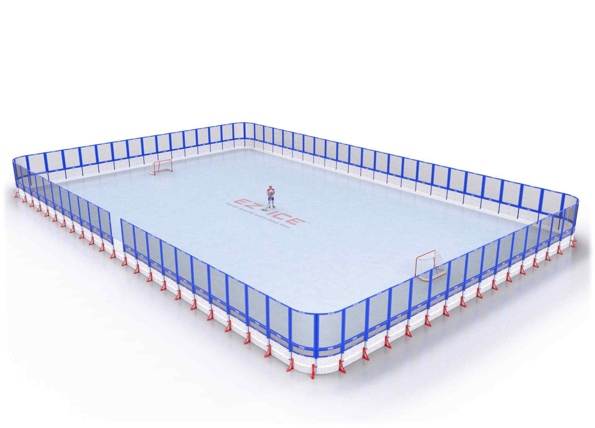 EZ ICE PRO Home Arena System ™ – New Synthetic Ice / Street Hockey Rink: [PRO // 75ft * 80ft // Net-Net-Net // Round Corners // No Bumpers] - 075080NNNRXS