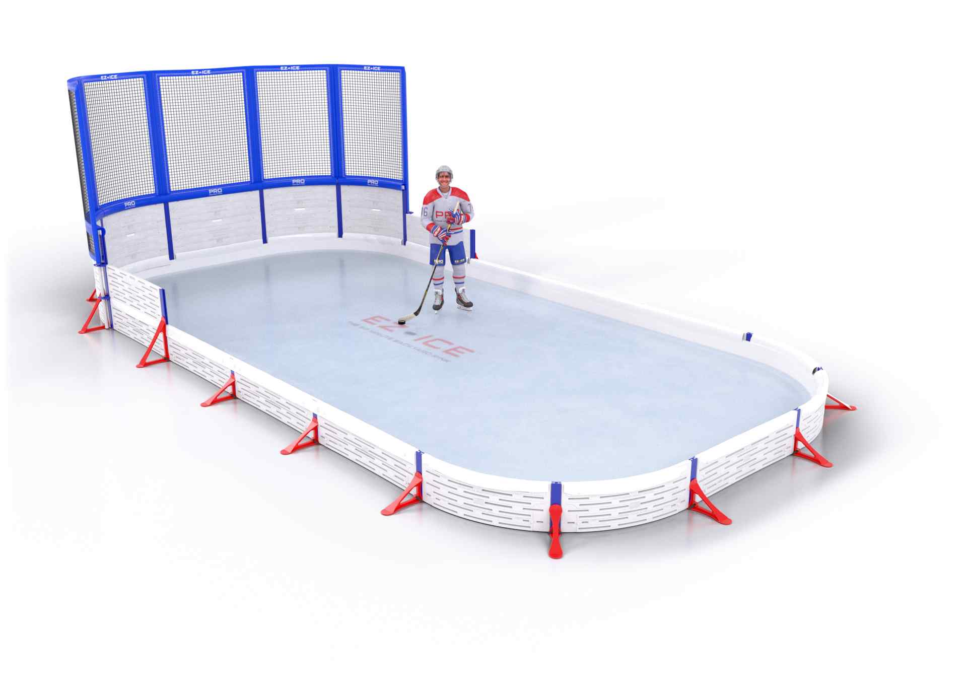 EZ ICE PRO Home Arena System ™ – New Rink: [PRO // 15ft * 45ft // Net-Classic-Classic // Round Corners // No Bumpers] - 015045NCCRXX