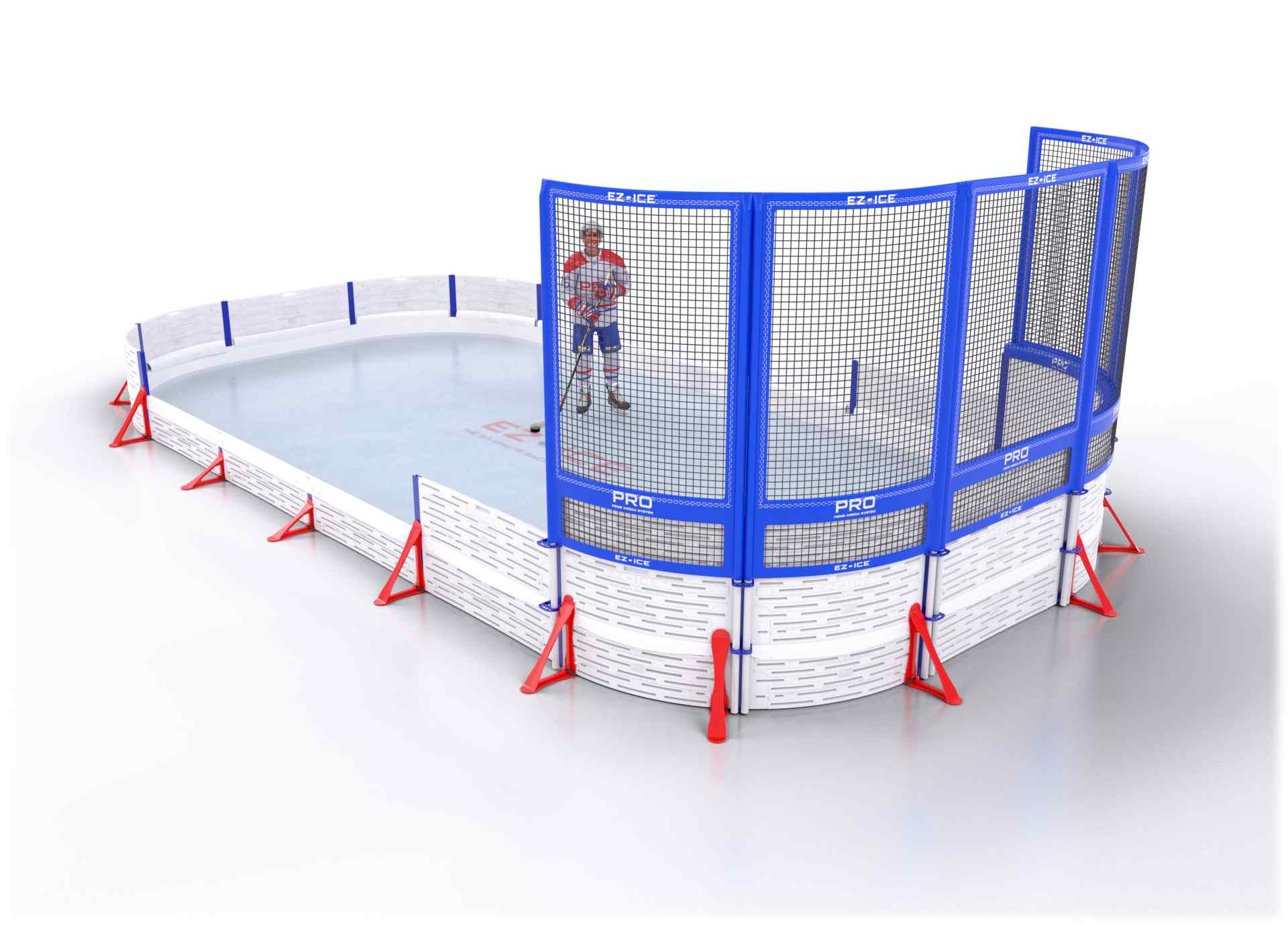 EZ ICE PRO Home Arena System ™ – New Rink: [PRO // 15ft * 30ft // Double-Classic-Net // Round Corners // No Bumpers] - 015030DCNRXX