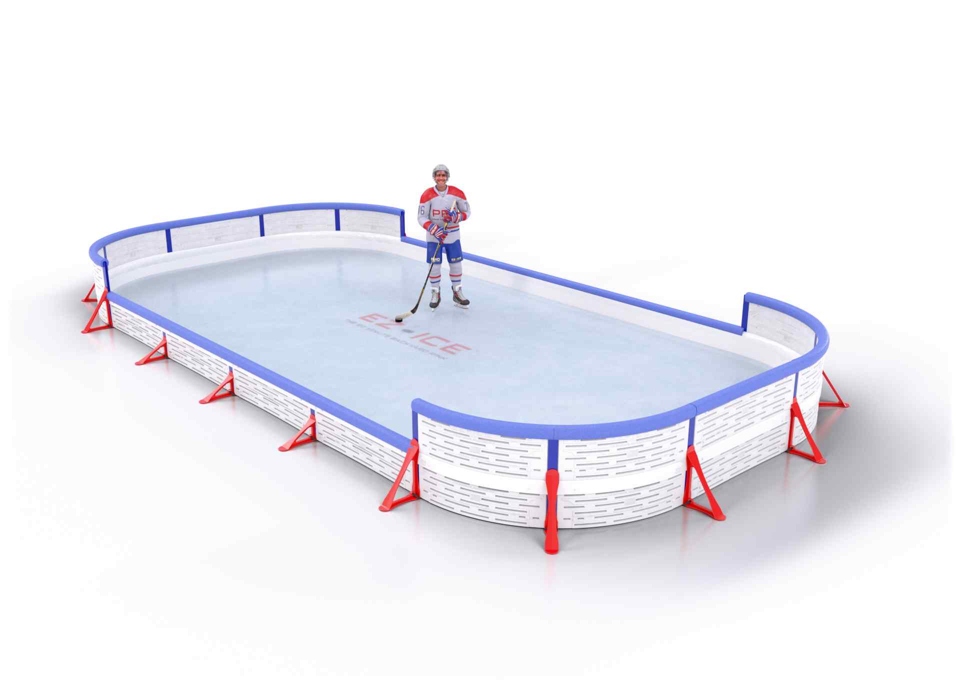 EZ ICE PRO Home Arena System ™ – New Rink: [PRO // 15ft * 40ft // Double-Classic-Double // Round Corners // With Bumpers] - 015040DCDRBX