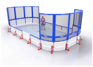 EZ ICE PRO Home Arena System ™ – New Rink: [PRO // 15ft * 30ft // Net-Double-Net // Round Corners // With Bumpers] - 015030NDNRBX
