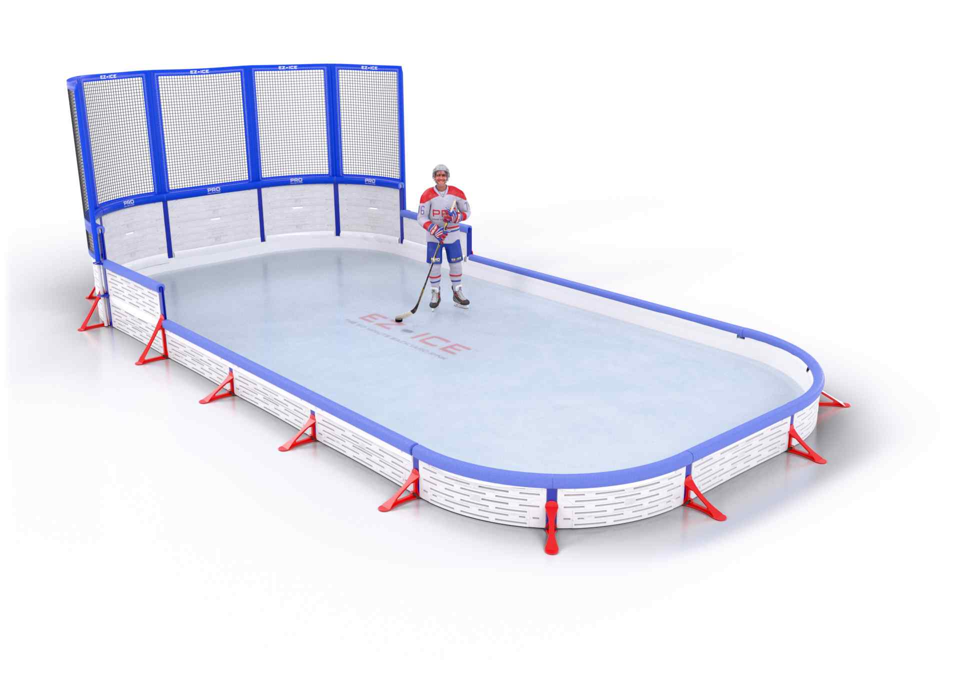 EZ ICE PRO Home Arena System ™ – New Rink: [PRO // 10ft * 25ft // Net-Classic-Classic // Round Corners // With Bumpers] - 010025NCCRBX