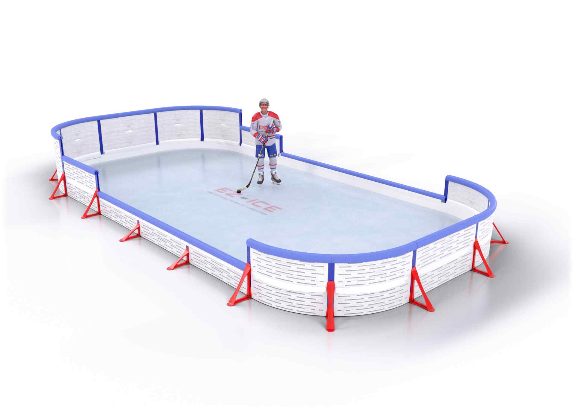 EZ ICE PRO Home Arena System ™ – New Rink: [PRO // 15ft * 30ft // Arena-Classic-Double // Round Corners // With Bumpers] - 015030ACDRBX