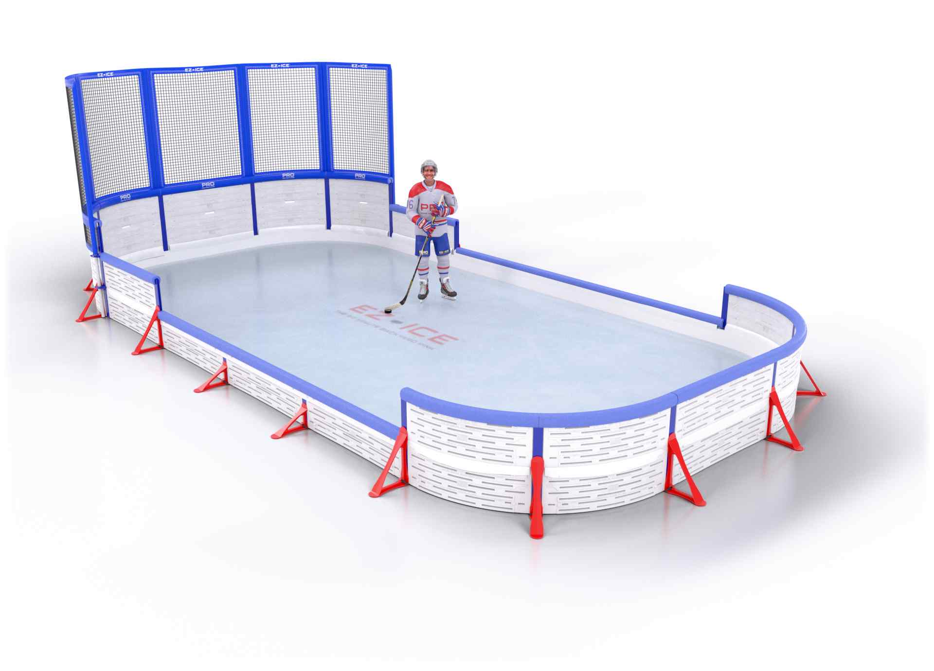 EZ ICE PRO Home Arena System ™ – Upgrade from [ORG // 15ft * 45ft // Classic-Classic-Classic // Square Corners // No Bumpers] to [ORG // 15ft * 45ft // Net-Classic-Double // Round Corners // With Bumpers] - WUP000033943