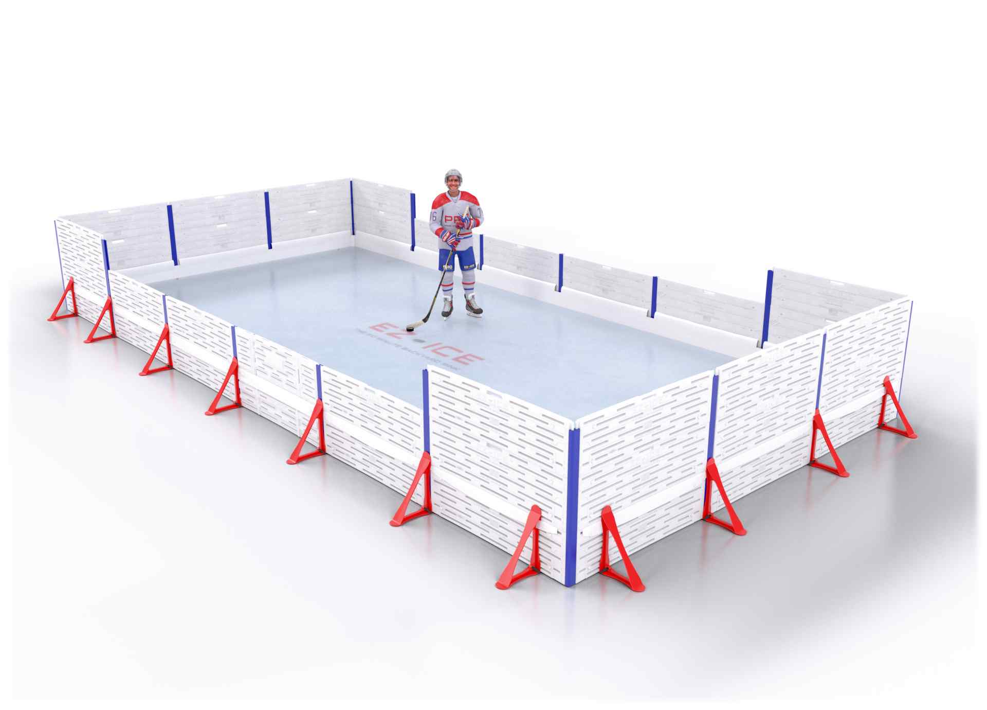 EZ ICE PRO Home Arena System ™ – New Rink: [PRO // 15ft * 30ft // Arena-Double-Arena // Square Corners // No Bumpers] - 015030ADASXX