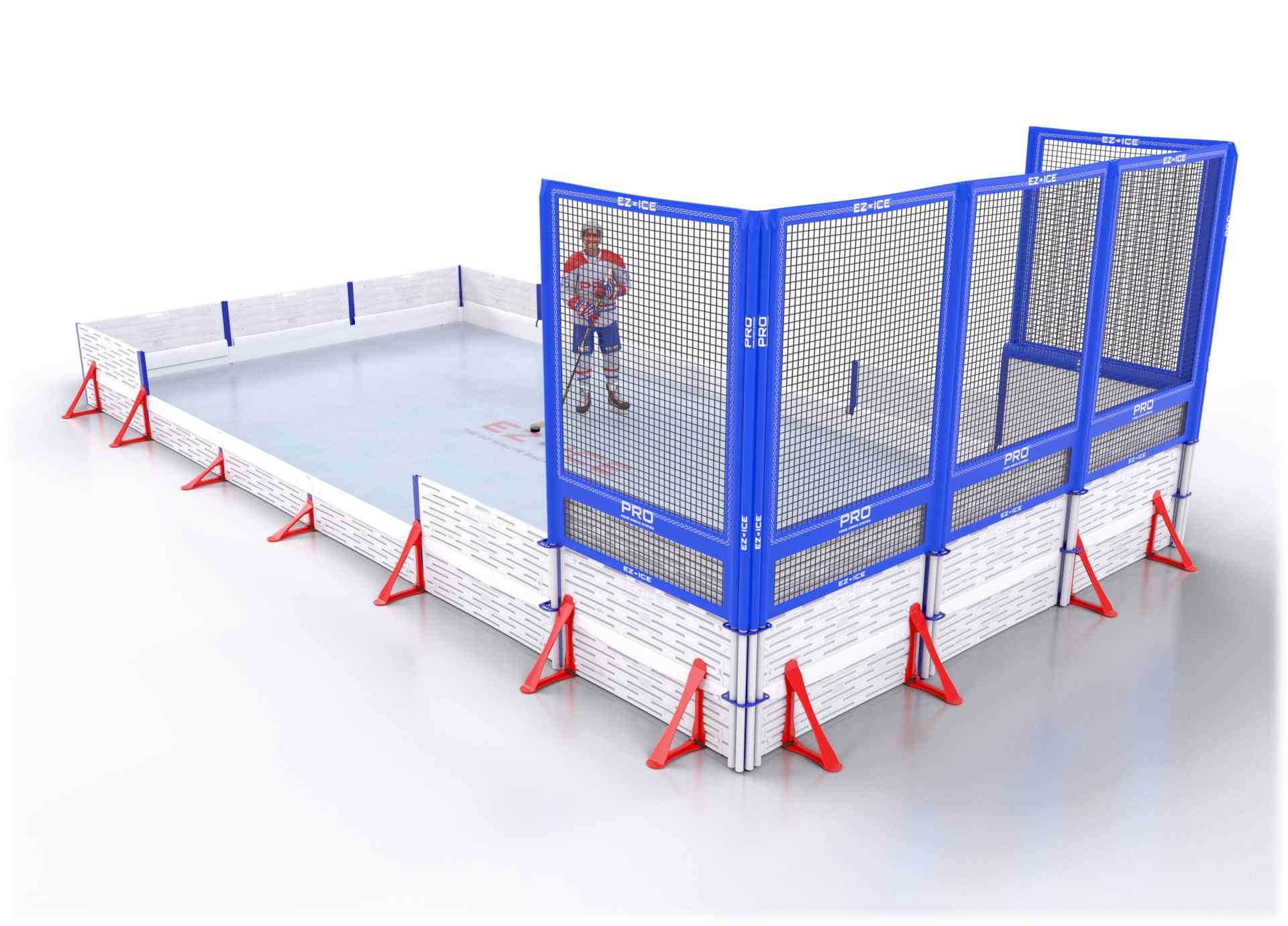 EZ ICE PRO Home Arena System ™ – New Rink: [PRO // 15ft * 20ft // Double-Classic-Net // Square Corners // No Bumpers] - 015020DCNSXX