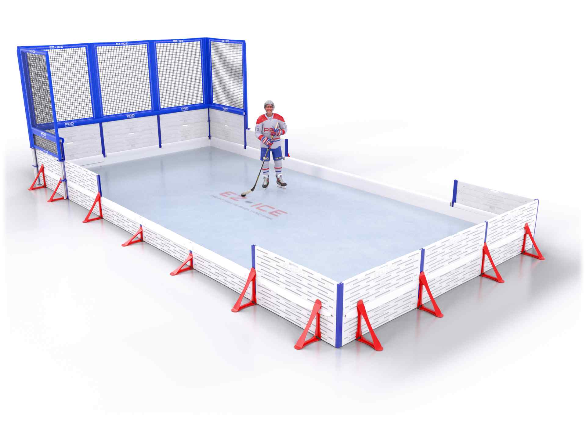 EZ ICE PRO Home Arena System ™ – New Rink: [PRO // 15ft * 30ft // Net-Classic-Double // Square Corners // No Bumpers] - 015030NCDSXX