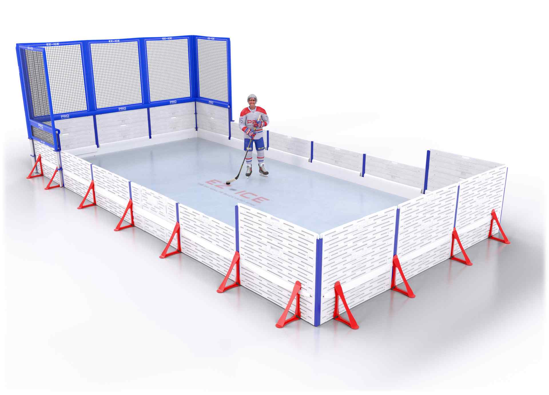 EZ ICE PRO Home Arena System ™ – New Rink: [PRO // 15ft * 30ft // Net-Double-Arena // Square Corners // No Bumpers] - 015030NDASXX