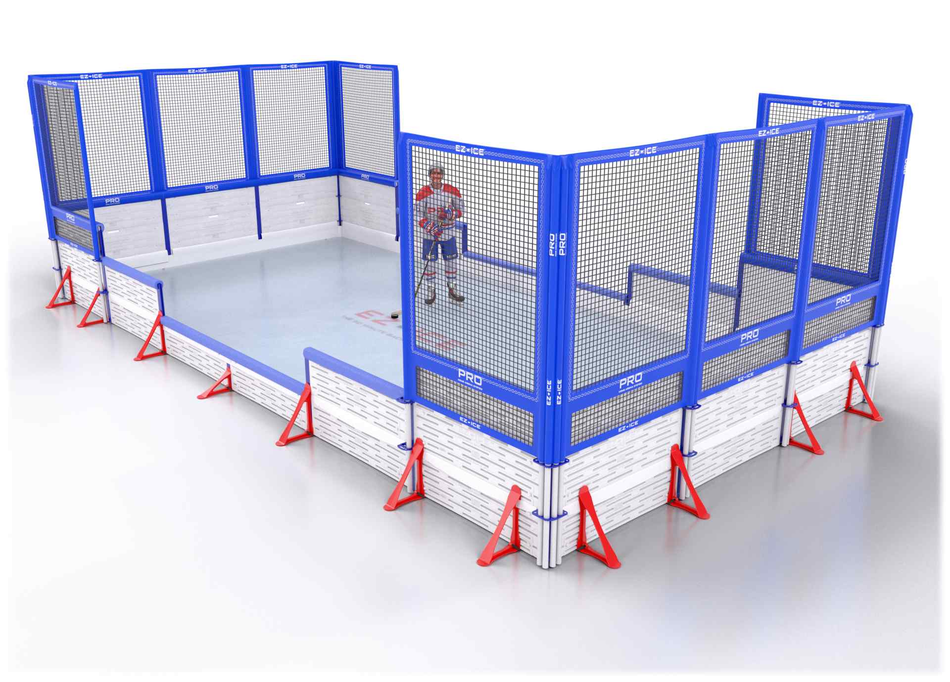 EZ ICE PRO Home Arena System ™ – New Rink: [PRO // 10ft * 40ft // Net-Classic-Net // Square Corners // With Bumpers] - 010040NCNSBX