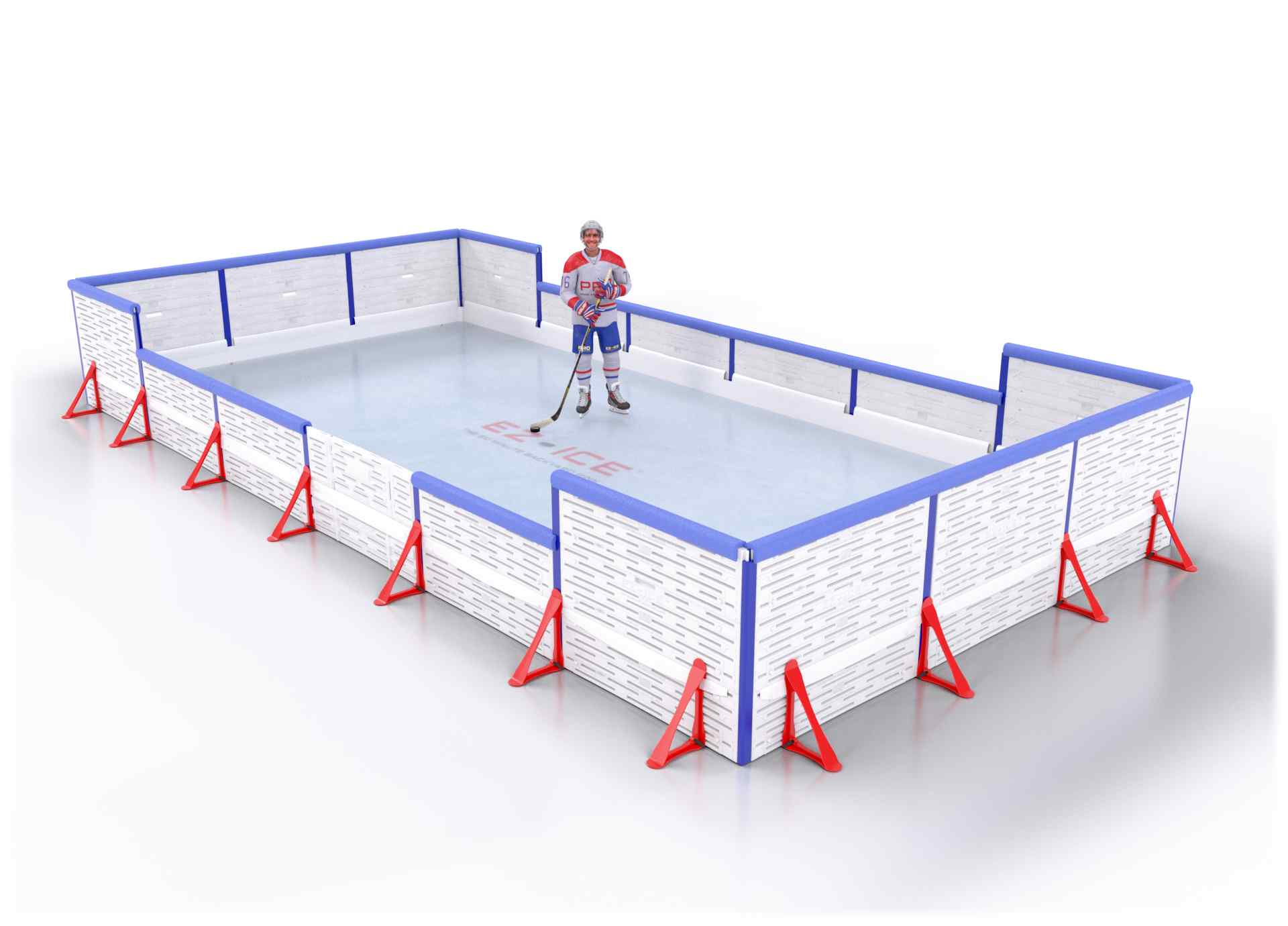 EZ ICE PRO Home Arena System ™ – New Rink: [PRO // 15ft * 35ft // Arena-Double-Arena // Square Corners // With Bumpers] - 015035ADASBX