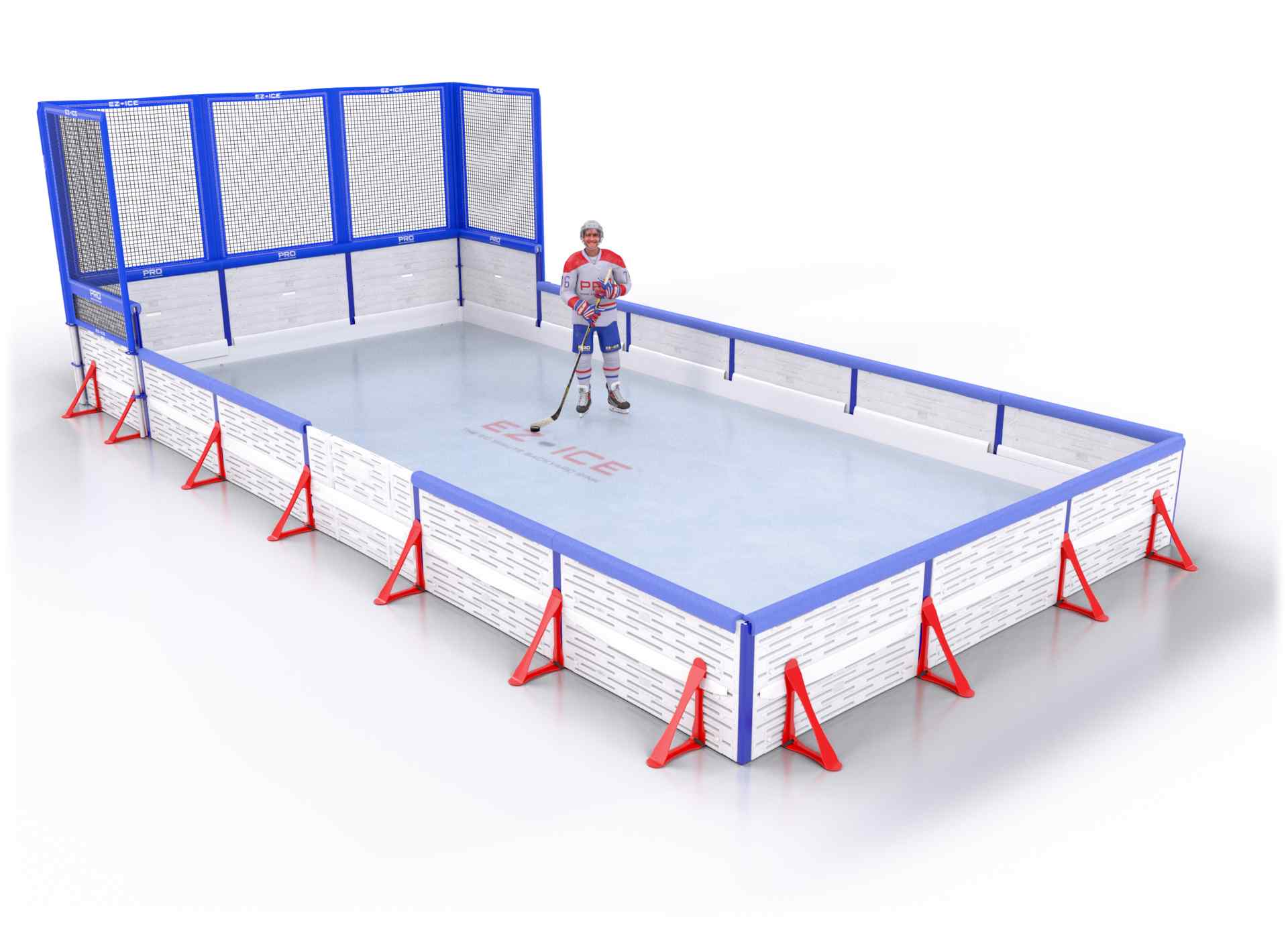 EZ ICE PRO Home Arena System ™ – New Rink: [PRO // 10ft * 10ft // Net-Double-Double // Square Corners // With Bumpers] - 010010NDDSBX