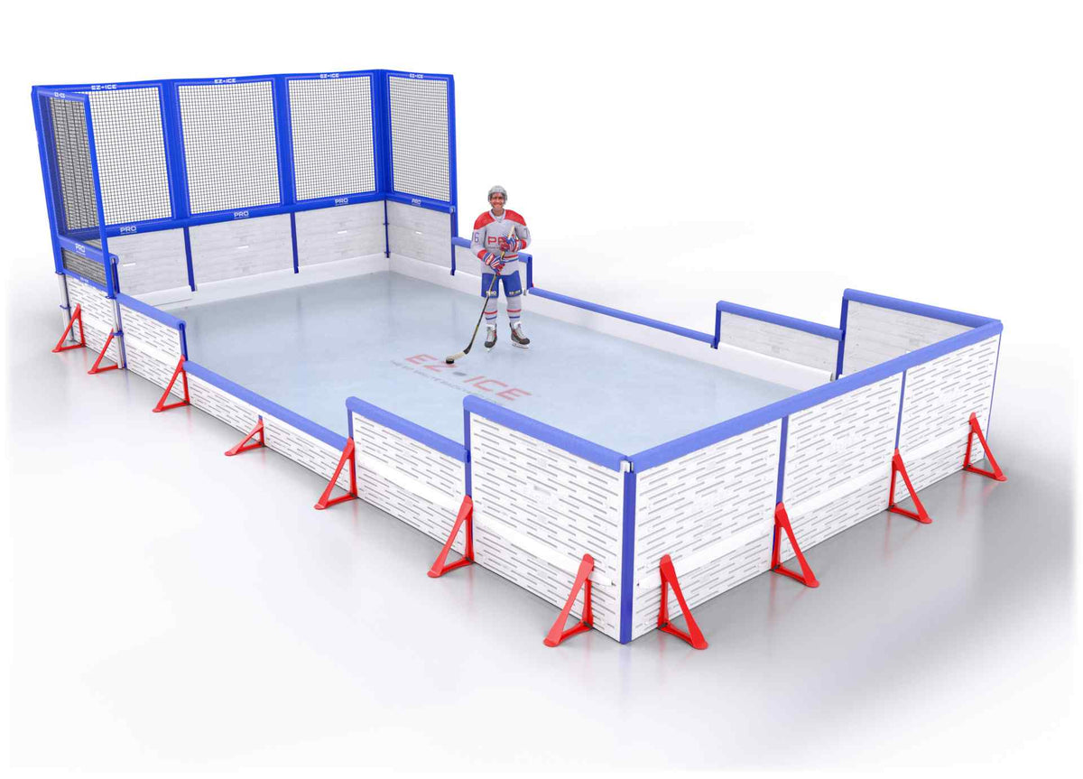 EZ ICE PRO Home Arena System ™ – New Rink: [PRO // 15ft * 30ft // Net-Classic-Arena // Square Corners // With Bumpers] - 015030NCASBX