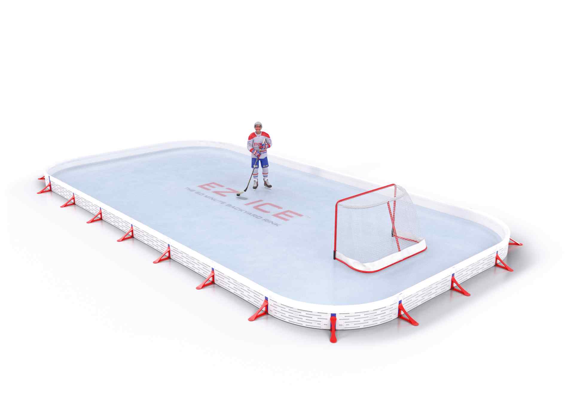EZ ICE PRO Home Arena System ™ – Upgrade from [ORG // 15ft * 25ft // Classic-Classic-Classic // Square Corners // No Bumpers] to [ORG // 20ft * 40ft // Classic-Classic-Classic // Round Corners // No Bumpers] - WUP000034329