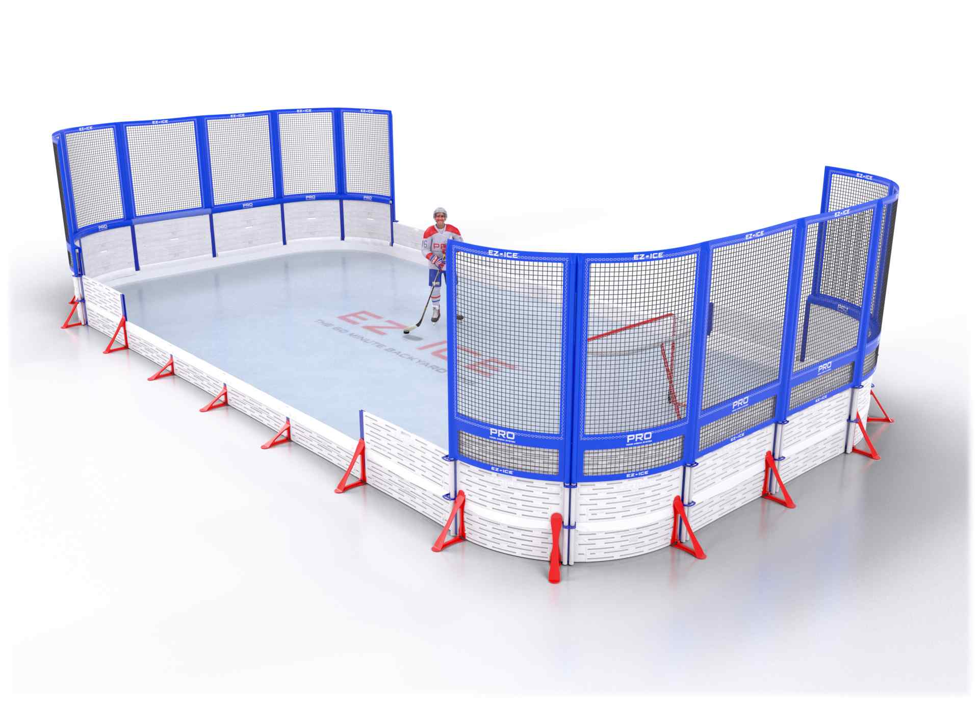 EZ ICE PRO Home Arena System ™ – Upgrade from [ORG // 20ft * 50ft // Classic-Classic-Classic // Round Corners // No Bumpers] to [ORG // 20ft * 60ft // Net-Classic-Net // Round Corners // No Bumpers] - WUP000002674