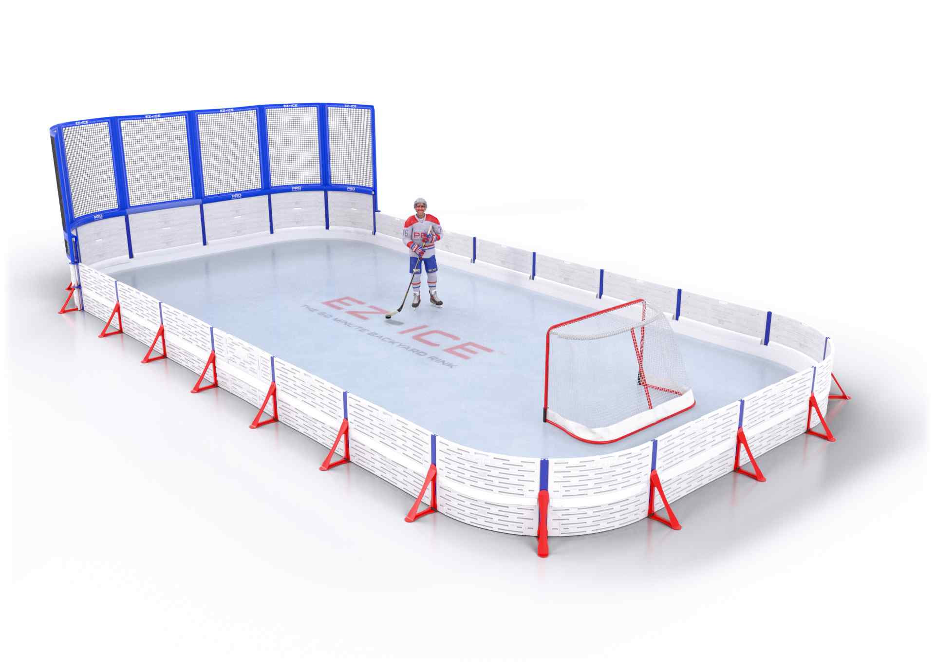EZ ICE PRO Home Arena System ™ – New Rink: [PRO // 20ft * 50ft // Net-Double-Double // Round Corners // No Bumpers] - 020050NDDRXX