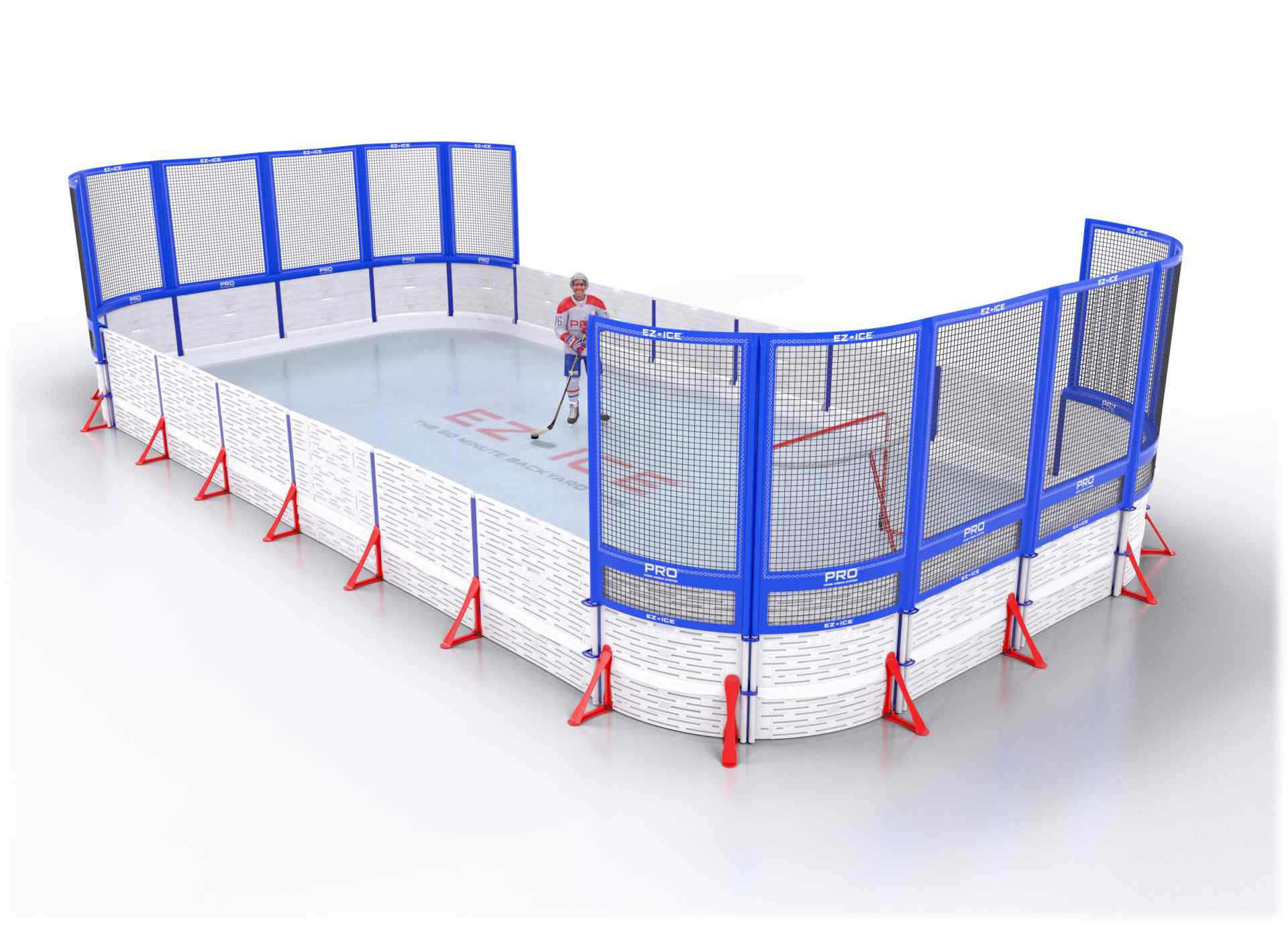 EZ ICE PRO Home Arena System ™ – New Rink: [PRO // 20ft * 30ft // Net-Arena-Net // Round Corners // No Bumpers] - 020030NANRXX