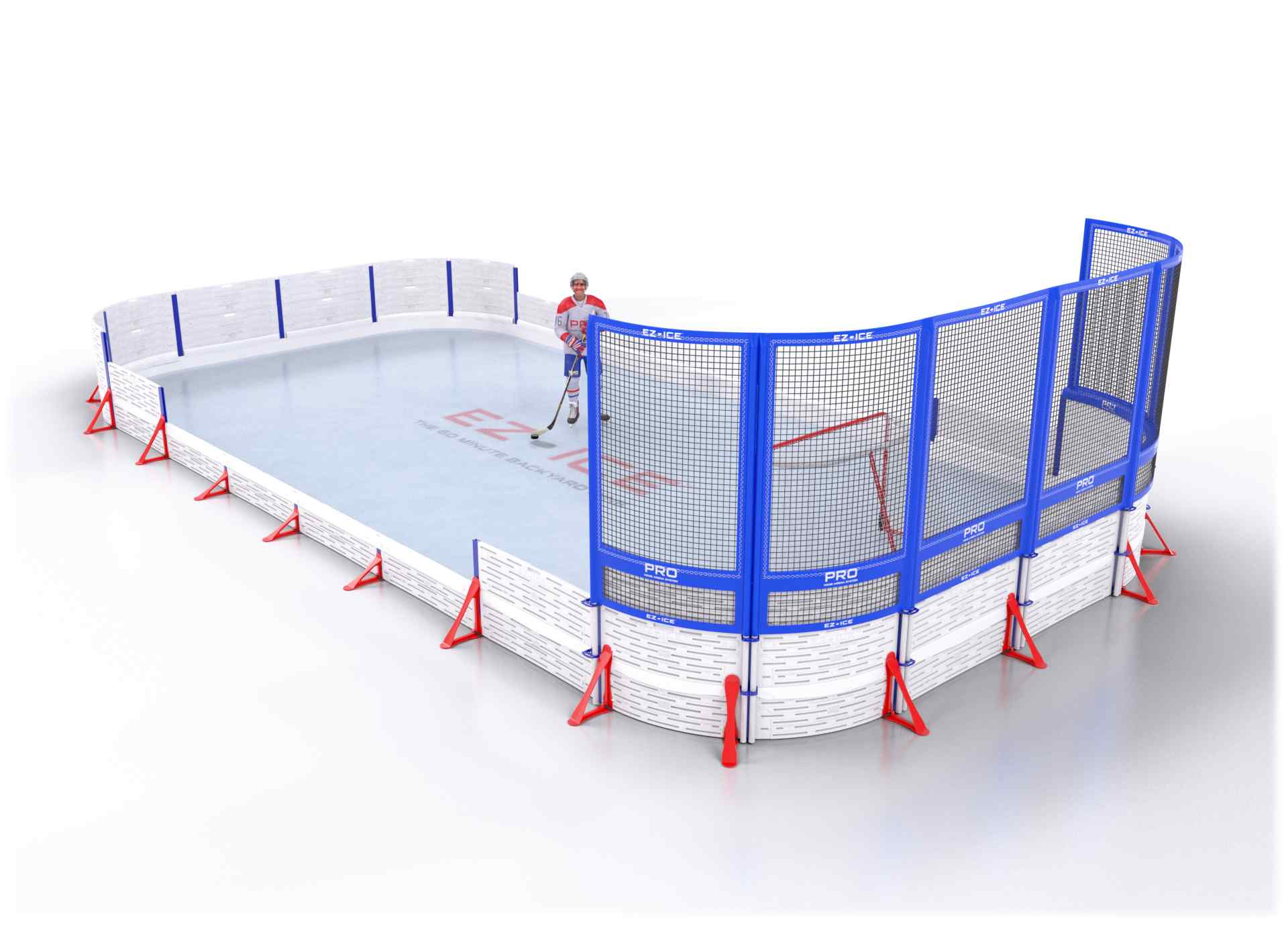 EZ ICE PRO Home Arena System ™ – New Rink: [PRO // 20ft * 35ft // Arena-Classic-Net // Round Corners // No Bumpers] - 020035ACNRXX