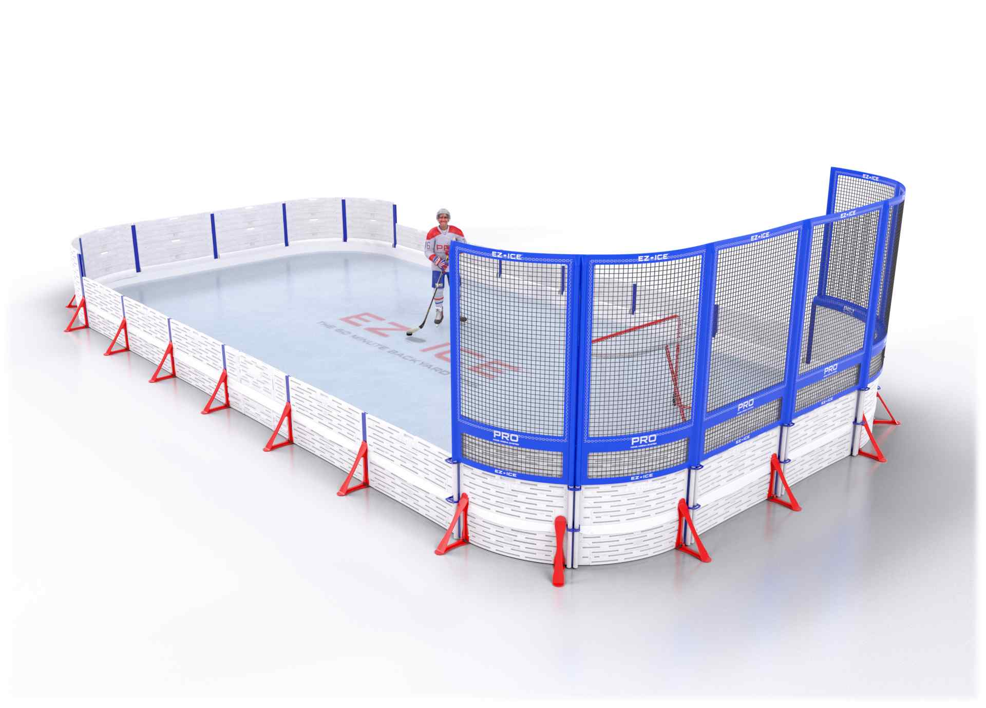 EZ ICE PRO Home Arena System ™ – New Rink: [PRO // 20ft * 40ft // Arena-Double-Net // Round Corners // No Bumpers] - 020040ADNRXX