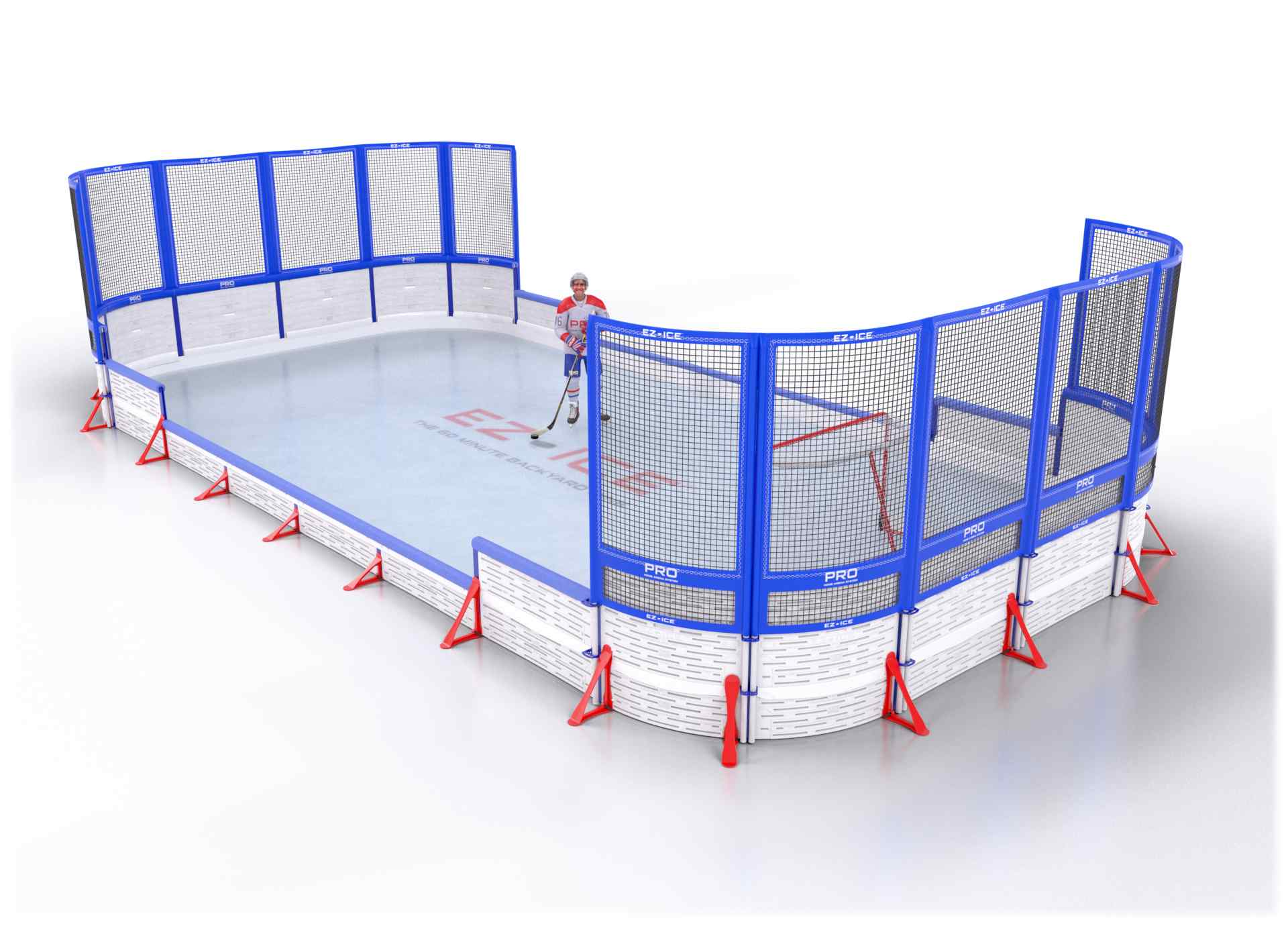 EZ ICE PRO Home Arena System ™ – New Rink: [PRO // 20ft * 25ft // Net-Classic-Net // Round Corners // With Bumpers] - 020025NCNRBX