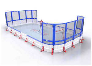 EZ ICE PRO Home Arena System ™ – New Rink: [PRO // 20ft * 35ft // Net-Double-Net // Round Corners // With Bumpers] - 020035NDNRBX