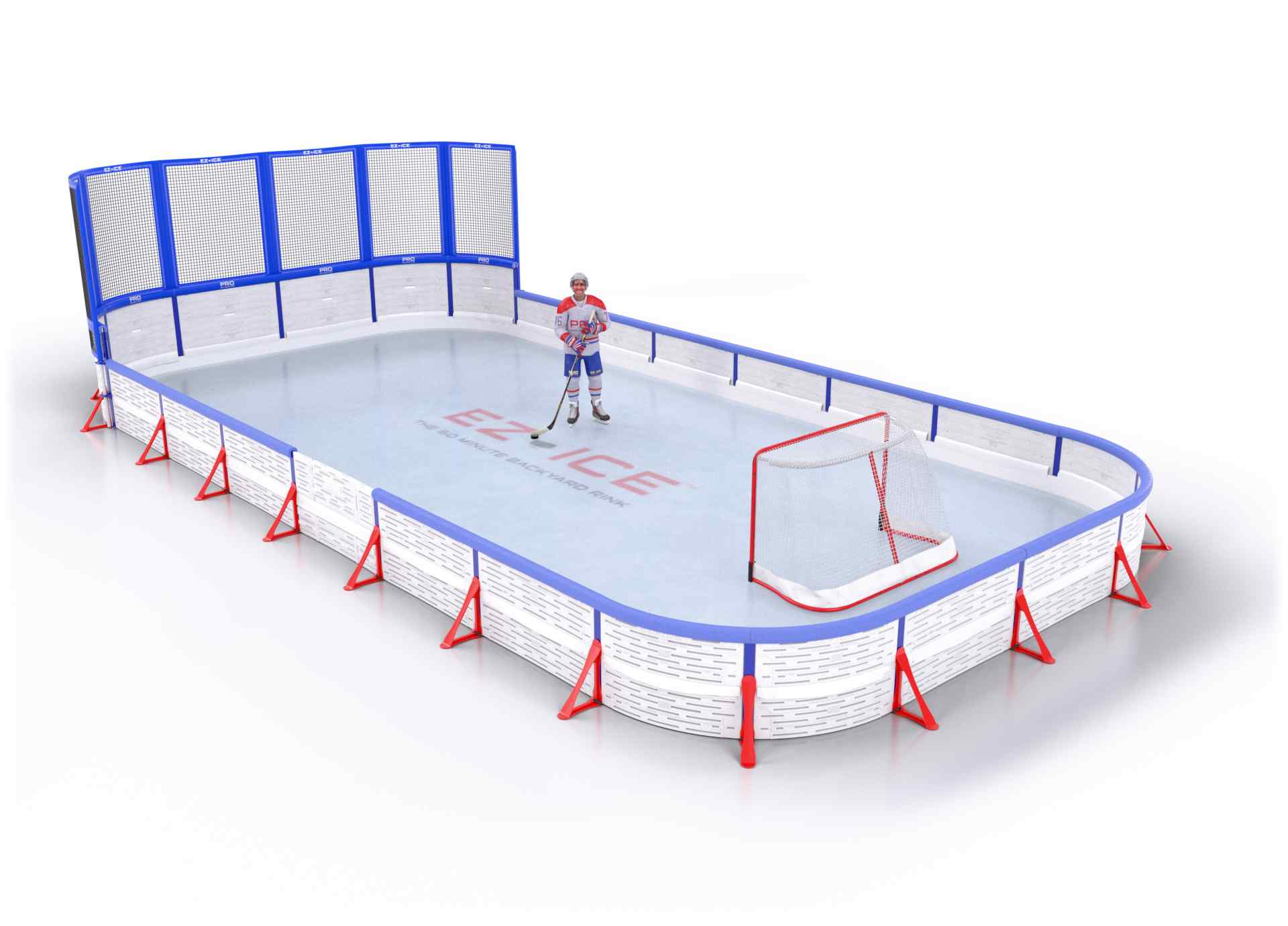 EZ ICE PRO Home Arena System ™ – New Rink: [PRO // 20ft * 50ft // Net-Double-Double // Round Corners // With Bumpers] - 020050NDDRBX