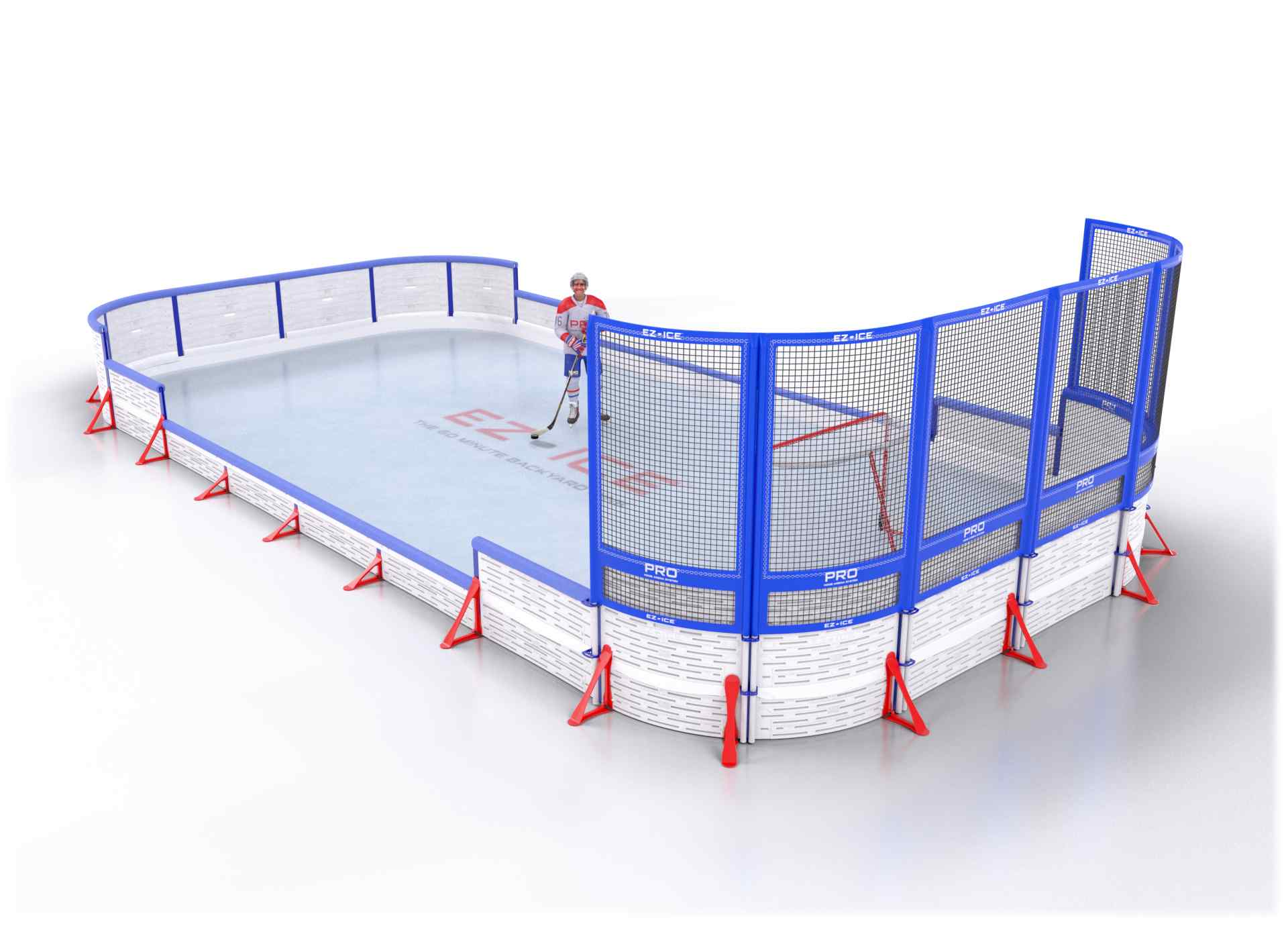 EZ ICE PRO Home Arena System ™ – New Rink: [PRO // 20ft * 40ft // Arena-Classic-Net // Round Corners // With Bumpers] - 020040ACNRBX