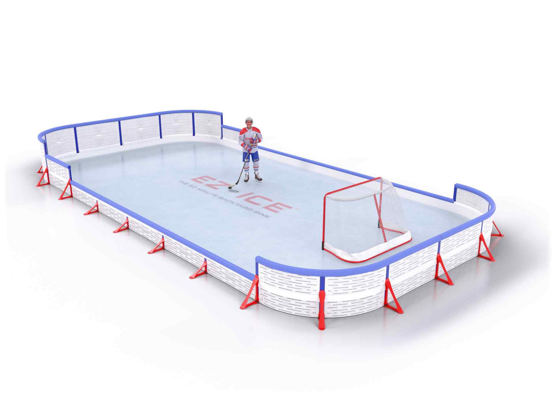 EZ ICE PRO Home Arena System ™ – New Rink: [PRO // 20ft * 40ft // Arena-Classic-Double // Round Corners // With Bumpers] - 020040ACDRBX