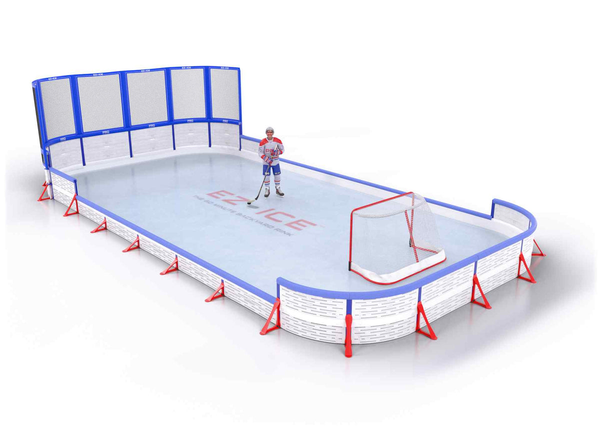 EZ ICE PRO Home Arena System ™ – New Rink: [PRO // 20ft * 50ft // Net-Classic-Double // Round Corners // With Bumpers] - 020050NCDRBX