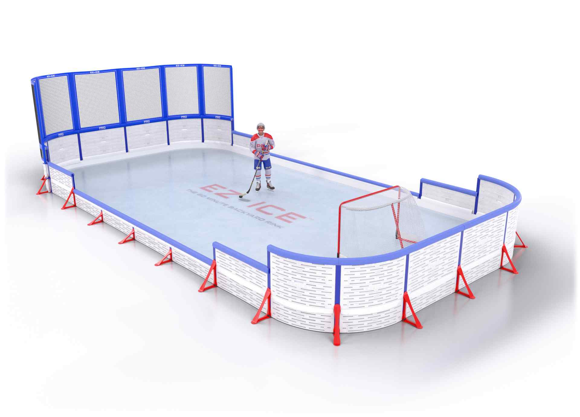 EZ ICE PRO Home Arena System ™ – New Rink: [PRO // 20ft * 40ft // Net-Classic-Arena // Round Corners // With Bumpers] - 020040NCARBX