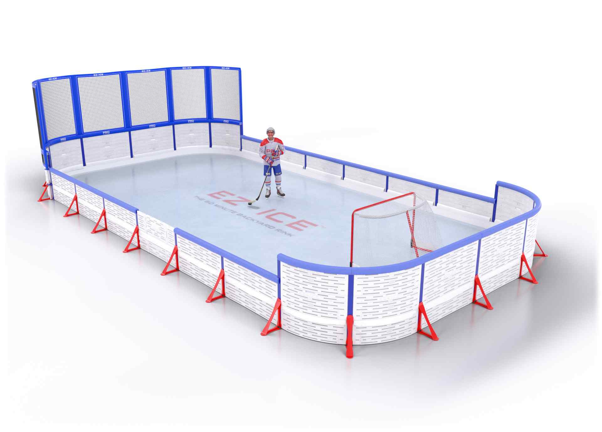 EZ ICE PRO Home Arena System ™ – New Rink: [PRO // 20ft * 30ft // Net-Double-Arena // Round Corners // With Bumpers] - 020030NDARBX