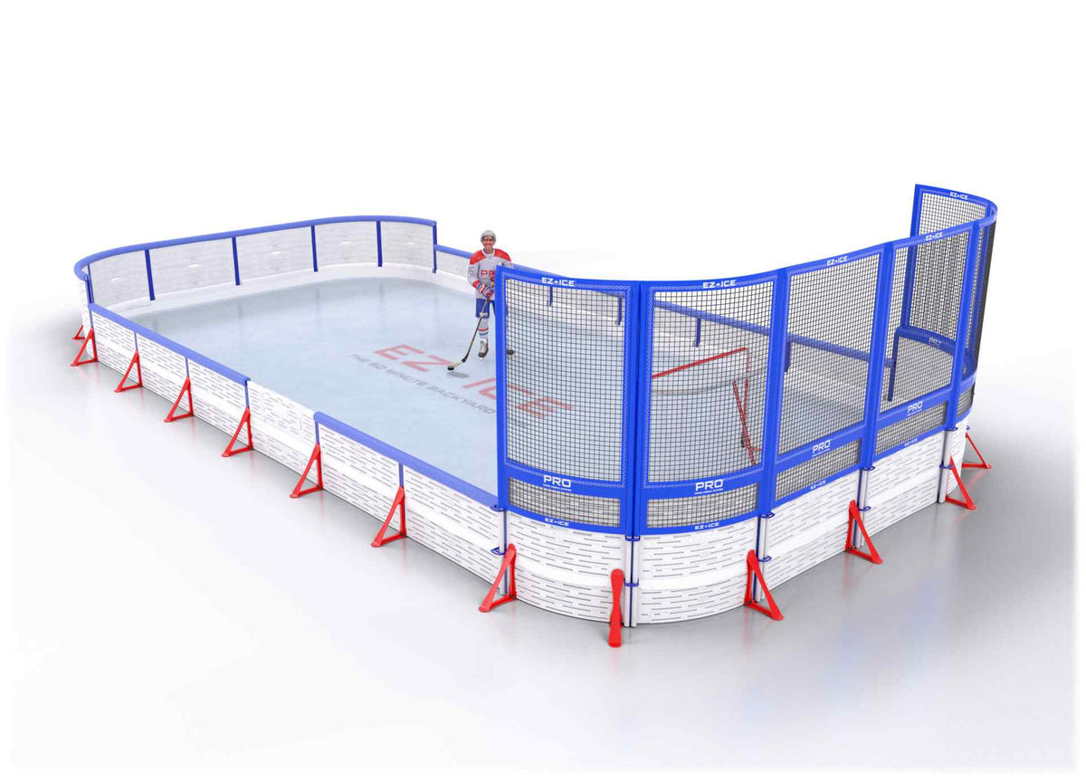 EZ ICE PRO Home Arena System ™ – New Rink: [PRO // 20ft * 25ft // Arena-Double-Net // Round Corners // With Bumpers] - 020025ADNRBX