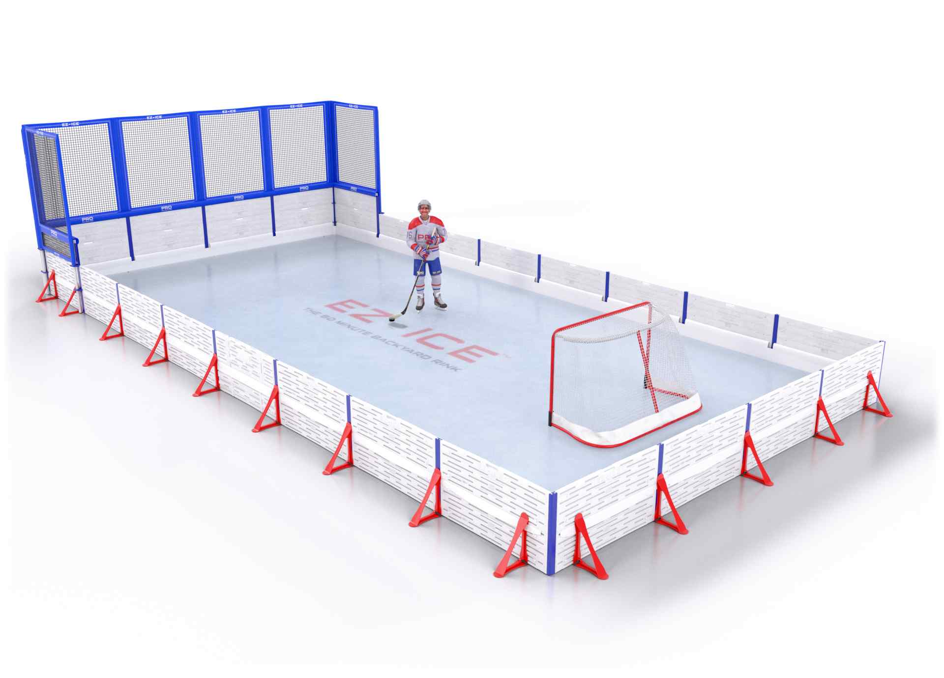 EZ ICE PRO Home Arena System ™ – New Rink: [PRO // 20ft * 25ft // Net-Double-Double // Square Corners // No Bumpers] - 020025NDDSXX