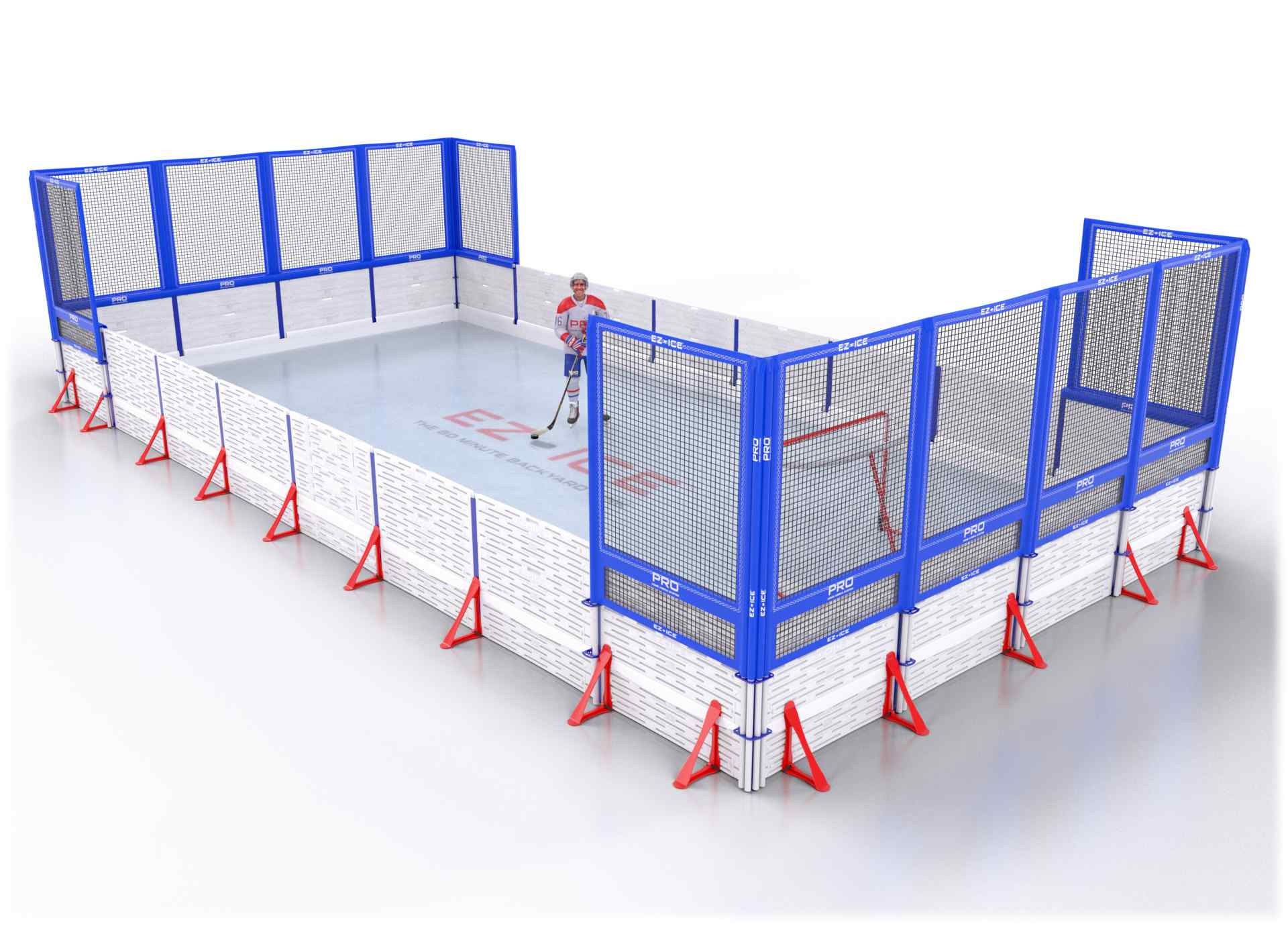 EZ ICE PRO Home Arena System ™ – Upgrade from [PRO // 20ft * 40ft // Net-Classic-Classic // Square Corners // No Bumpers] to [PRO // 20ft * 40ft // Net-Arena-Net // Square Corners // No Bumpers] - WUP000024058