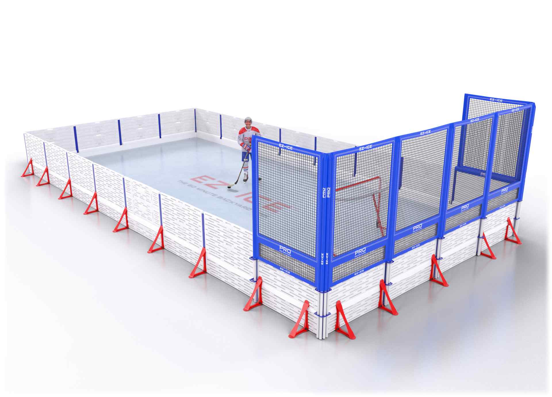 EZ ICE PRO Home Arena System ™ – New Rink: [PRO // 20ft * 40ft // Arena-Arena-Net // Square Corners // No Bumpers] - 020040AANSXX