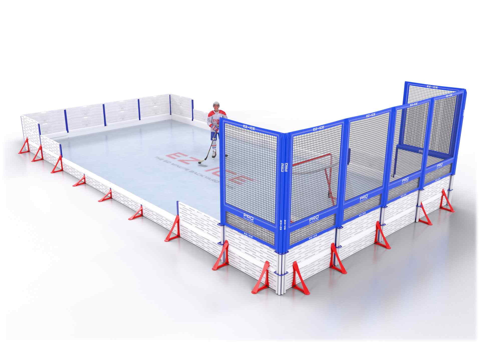 EZ ICE PRO Home Arena System ™ – New Rink: [PRO // 20ft * 40ft // Arena-Classic-Net // Square Corners // No Bumpers] - 020040ACNSXX