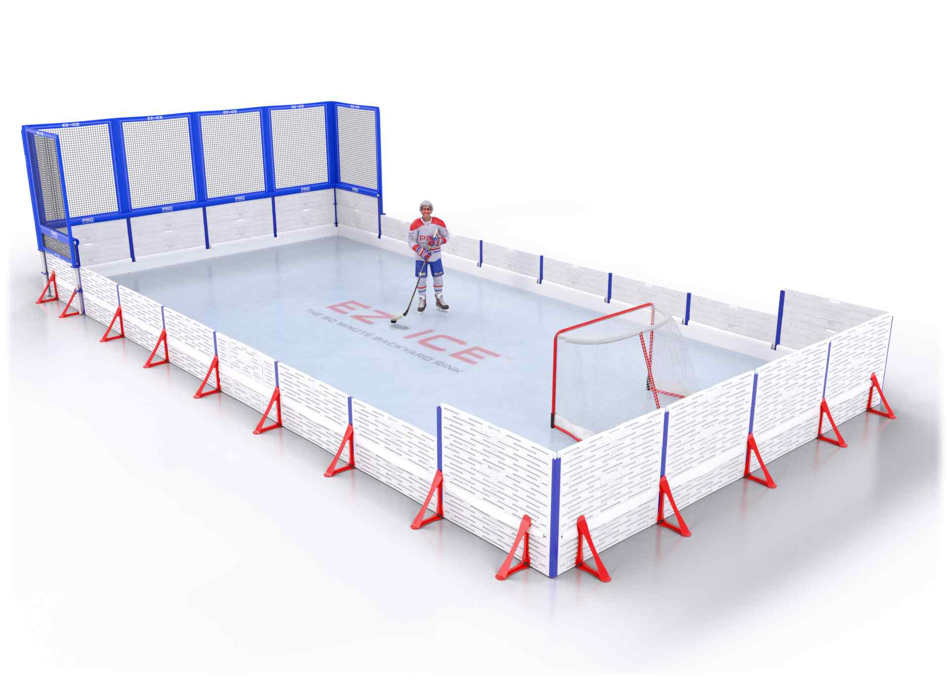 EZ ICE PRO Home Arena System ™ – New Rink: [PRO // 20ft * 40ft // Net-Double-Arena // Square Corners // No Bumpers] - 020040NDASXX