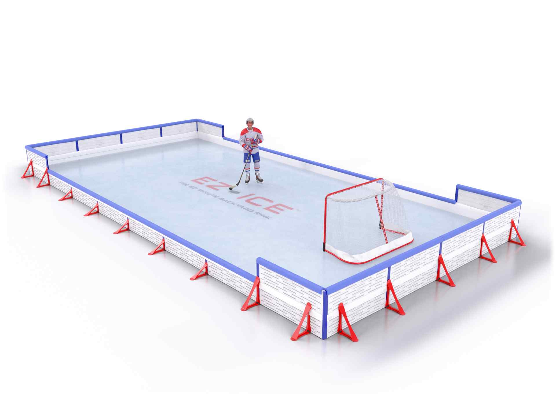 EZ ICE PRO Home Arena System ™ – New Rink: [PRO // 20ft * 40ft // Double-Classic-Double // Square Corners // With Bumpers] - 020040DCDSBX