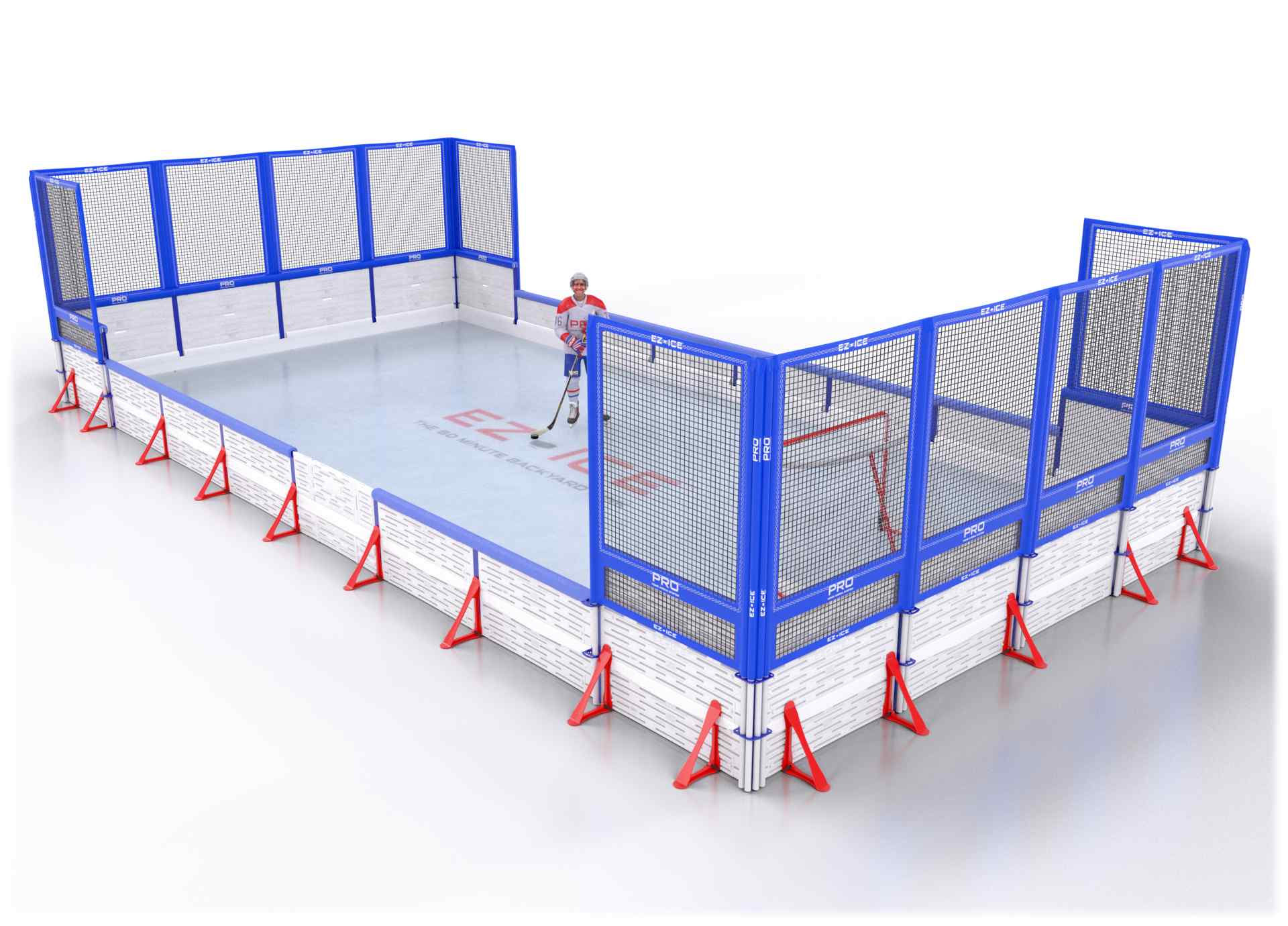 EZ ICE PRO Home Arena System ™ – Upgrade from [PRO // 20ft * 20ft // Net-Double-Double // Square Corners // No Bumpers] to [PRO // 20ft * 20ft // Net-Double-Net // Square Corners // With Bumpers] - WUP000023591
