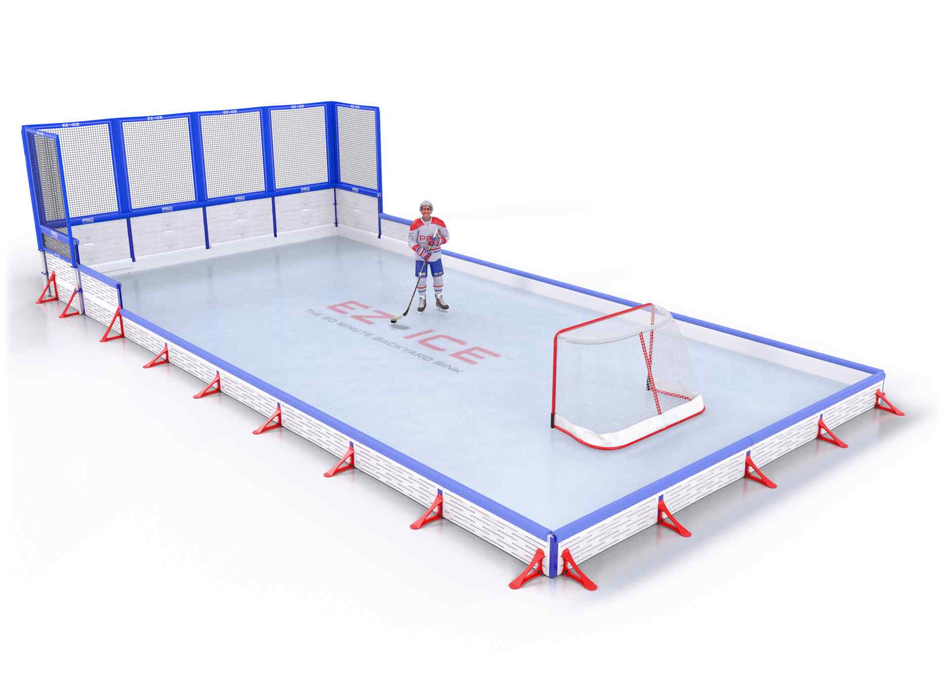 EZ ICE PRO Home Arena System ™ – Upgrade from [PRO // 20ft * 40ft // Classic-Classic-Classic // Square Corners // No Bumpers] to [PRO // 20ft * 40ft // Net-Classic-Classic // Square Corners // With Bumpers] - WUP000036776
