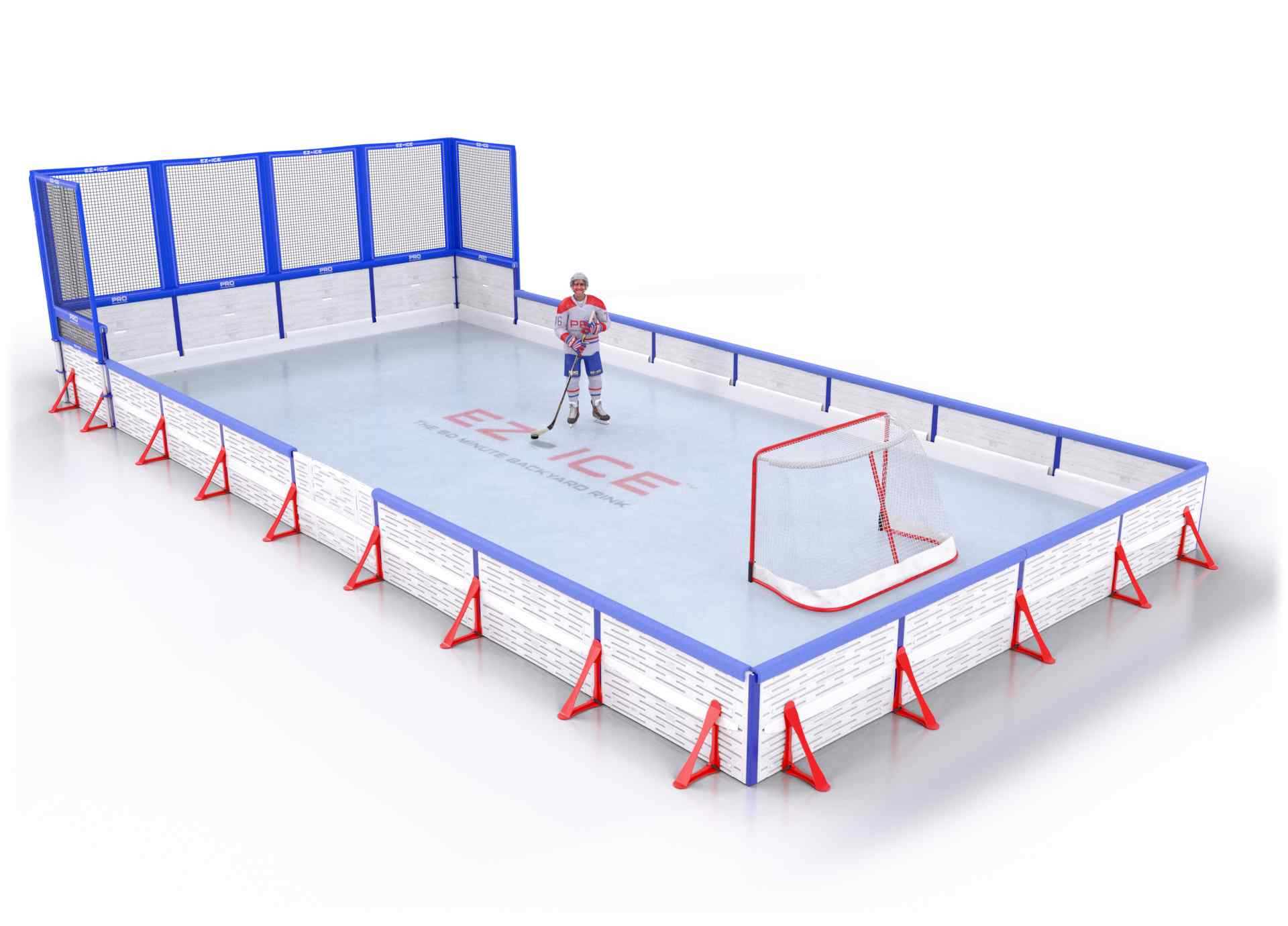 EZ ICE PRO Home Arena System ™ – New Rink: [PRO // 20ft * 20ft // Net-Double-Double // Square Corners // With Bumpers] - 020020NDDSBX