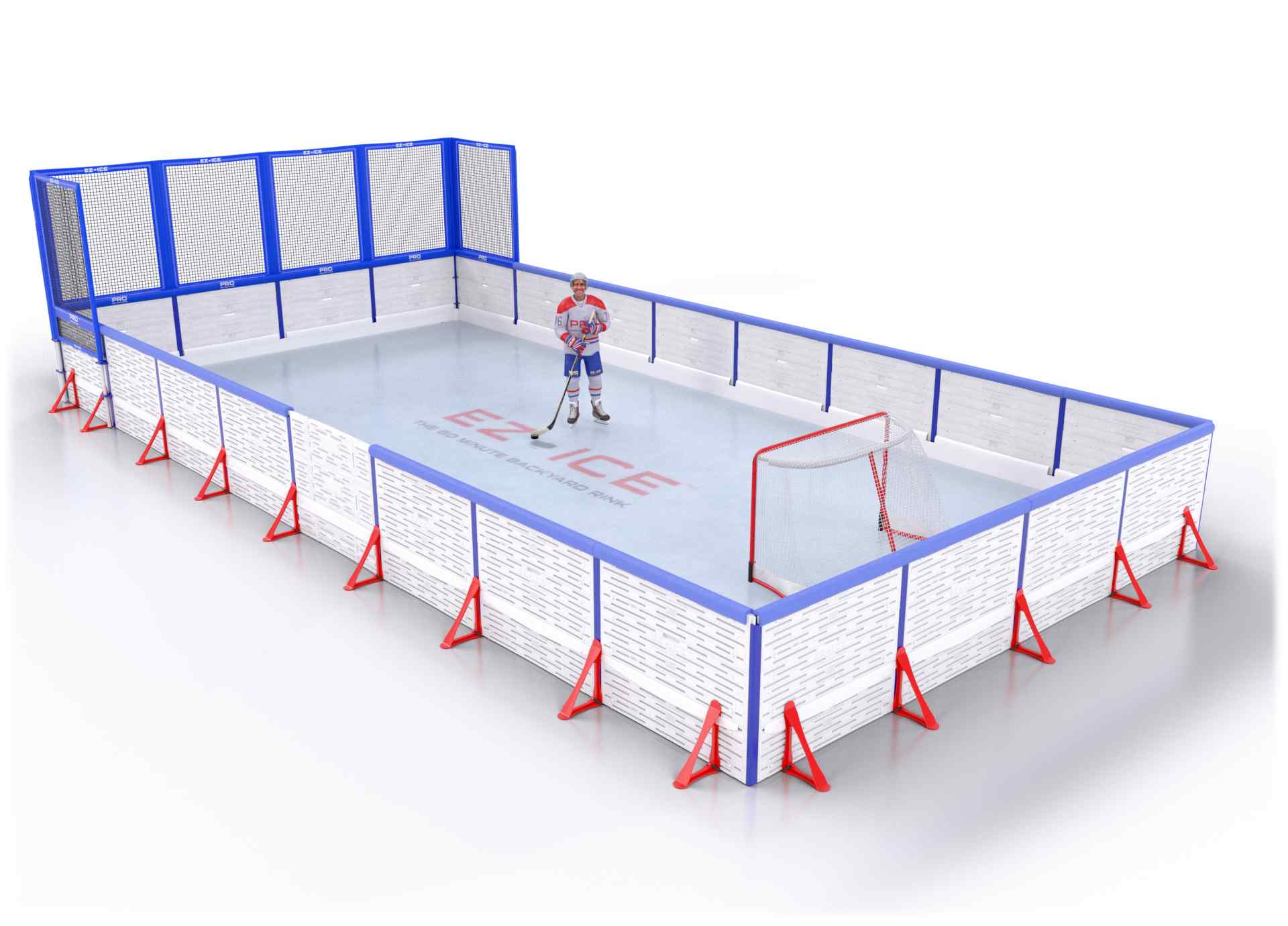EZ ICE PRO Home Arena System ™ – New Rink: [PRO // 20ft * 40ft // Net-Arena-Arena // Square Corners // With Bumpers] - 020040NAASBX