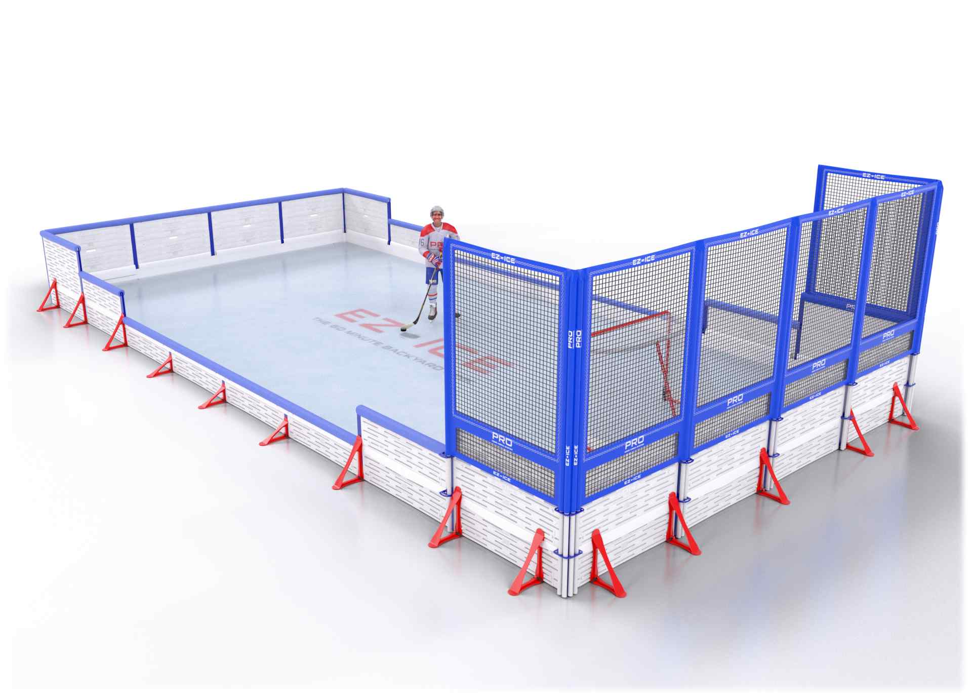 EZ ICE PRO Home Arena System ™ – New Rink: [PRO // 20ft * 30ft // Arena-Classic-Net // Square Corners // With Bumpers] - 020030ACNSBX