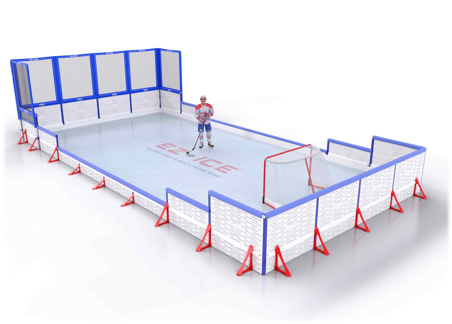 EZ ICE PRO Home Arena System ™ – New Rink: [PRO // 20ft * 40ft // Net-Classic-Arena // Square Corners // With Bumpers] - 020040NCASBX